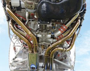 Inconel aerospace engine assembly showing heat-resistant exhaust and tubing components.